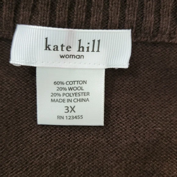 Kate Hill Women's Brown Shawl Collar Coat Cotton, Wool Blend. Size XXL - Picture 4 of 7